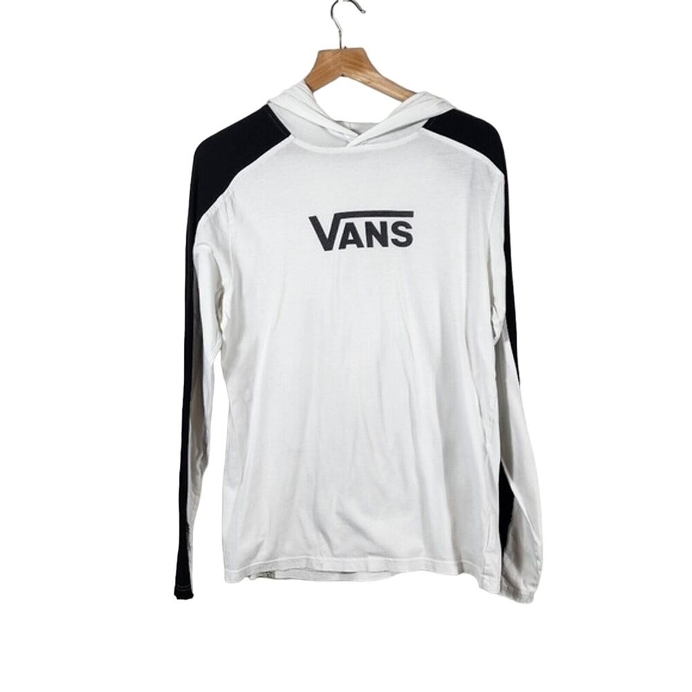 Black and White Van's Long Sleeve Logo'd Hoodie Shirt